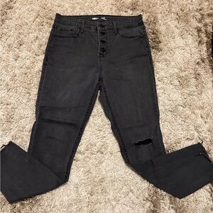 Old Navy Women's Black High-Rise Skinny Jeans with Button Fly